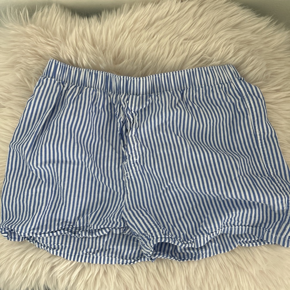 Old Navy Blue and White Striped High Waist Shorts